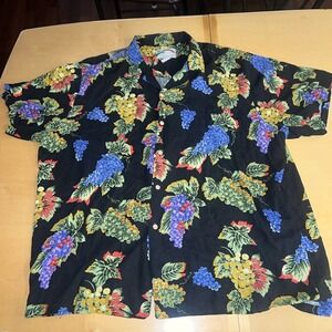 VTG Paradise Found‎ Hawaiian Shirt Mens 2XL Grapes Design